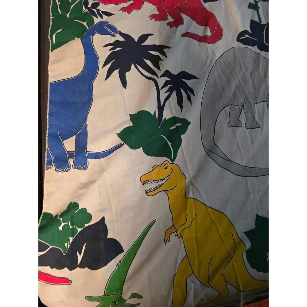 Vintage 80s Dinosaur Sheets Set Flat Fitted T-rex